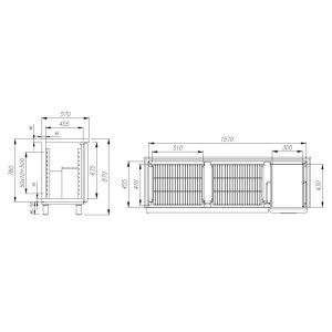 Стол холодильный барный Carboma Т57 М2-1 9006-1 корпус серый, без борта (BAR-250 Rosso) - Изображение 2