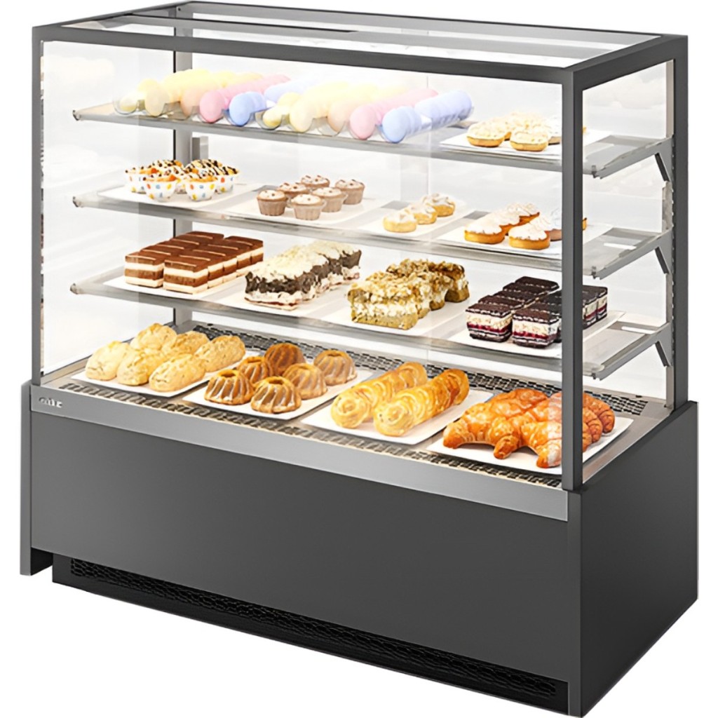 Витрина кондитерская Chilz VETE KUB LUX 90 серый матовый, шлифованная нержавейка