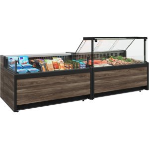 Витрина холодильная Carboma GC111 SP 1,25-1 (1008 Темный дуб) (газлифт без боковин) - Изображение 2